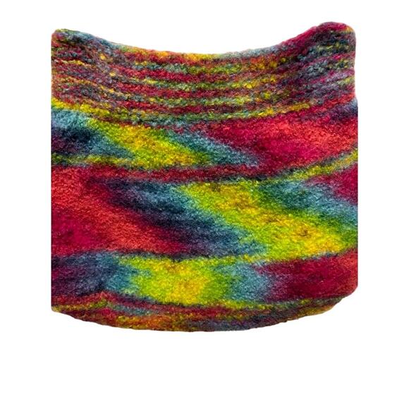 Handmade bag wool felted purse multicolored handbag w wooden handle bright color - Picture 3 of 8